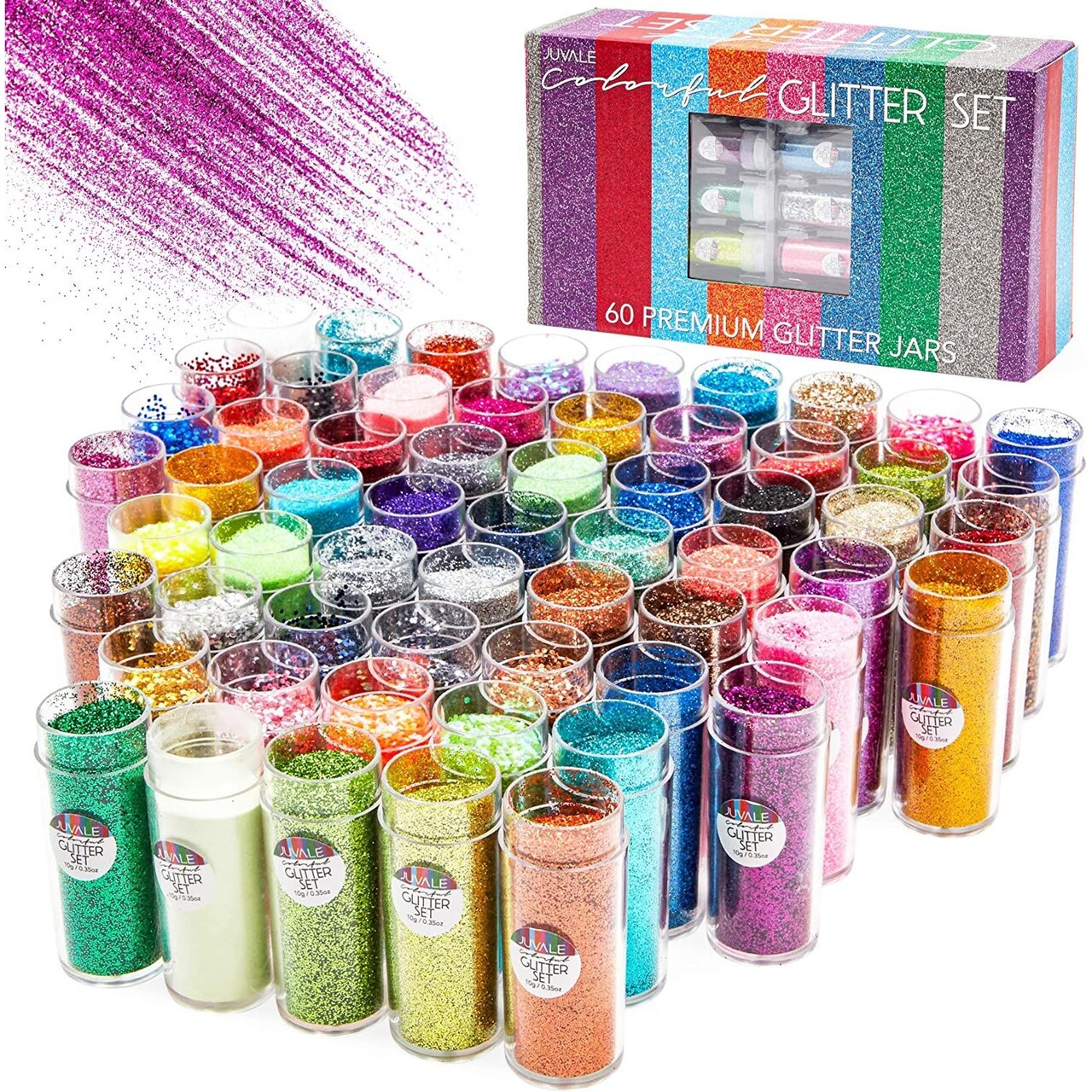 Multicolor Glitter Shaker Set for Art and Crafts (0.35 oz., 60-Pack)